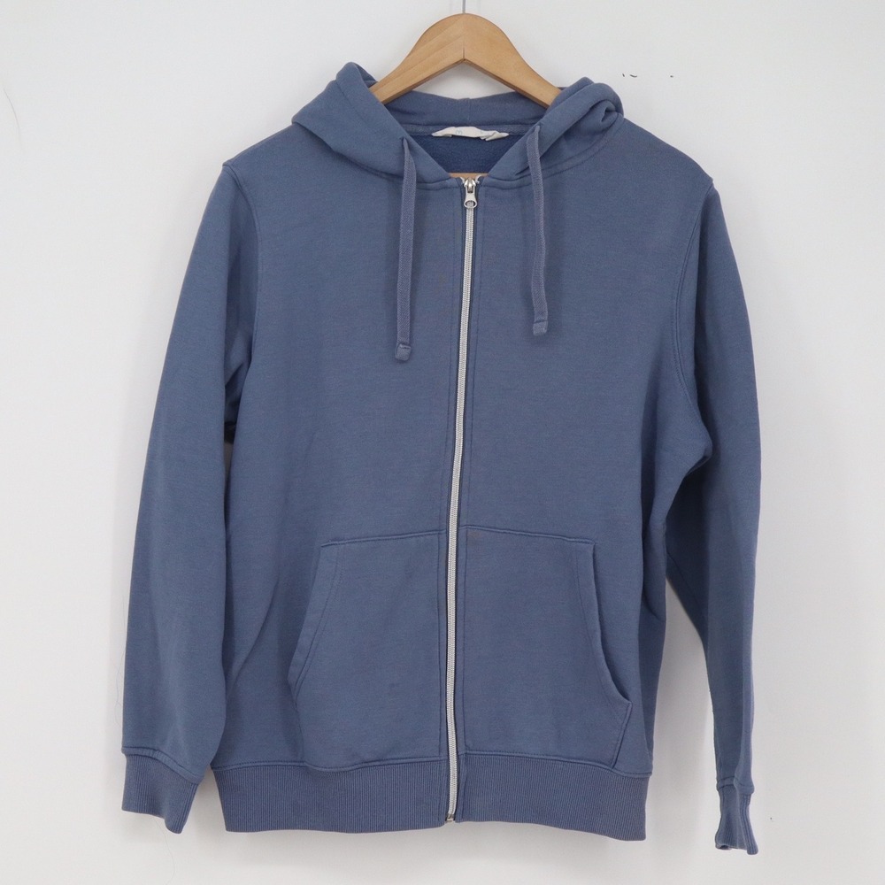 Primark Hoodie Womens L Cares Full Zip Blue Fleece Long Sleeve Excellent